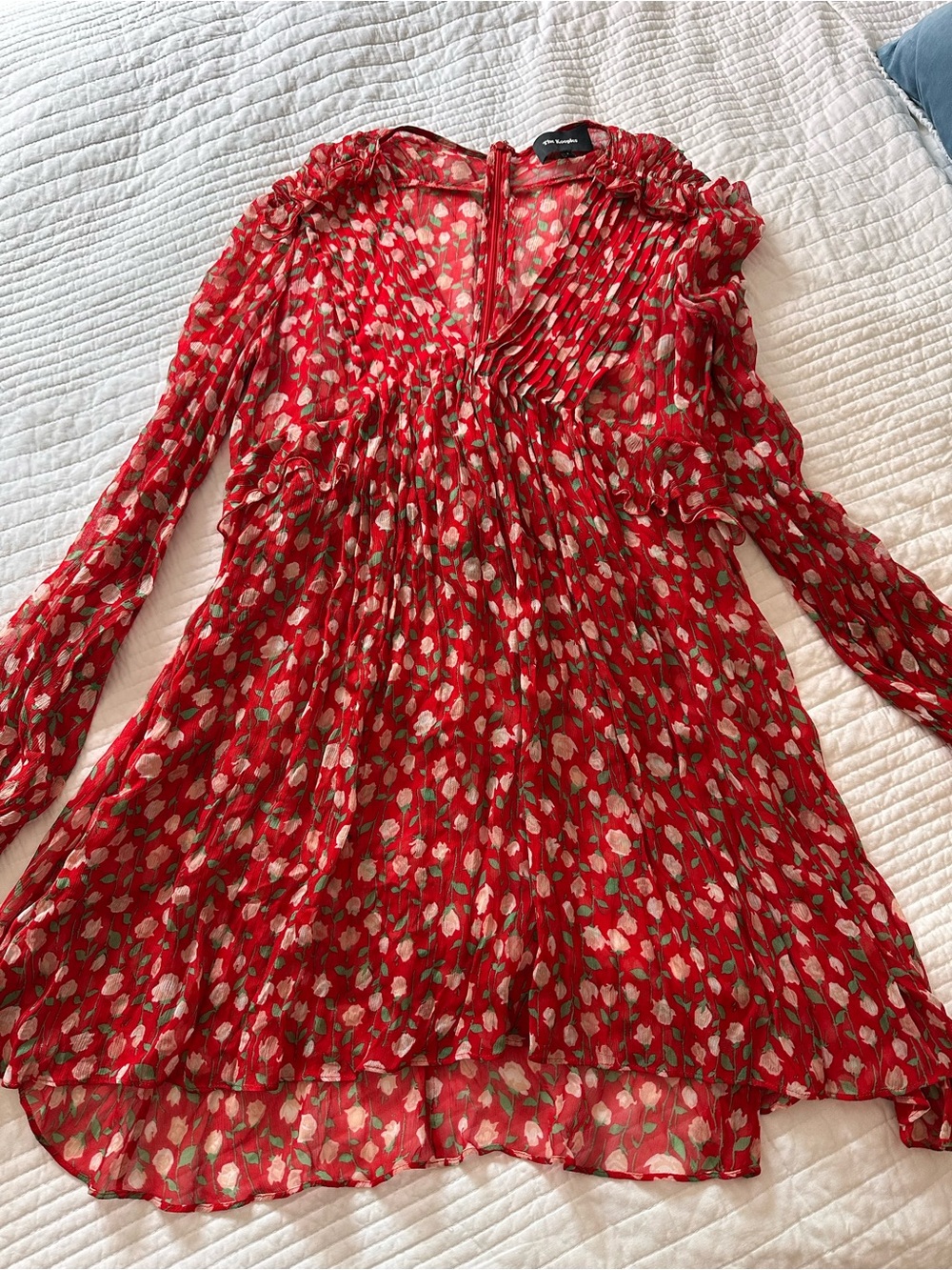 The Kooples Rosa Rosa Red Floral Sheer Dress Size M (2)